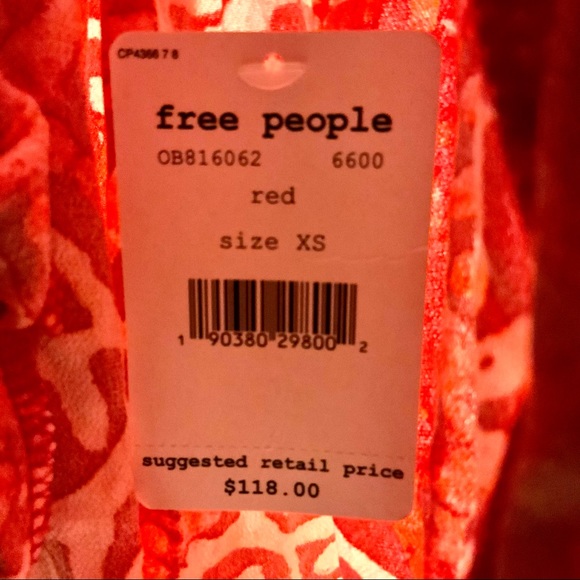 FREE PEOPLE BEACH DAY RED BLOCK PRINT HALTER TIE OPEN BACK SWING DRESS XS - Picture 15 of 16